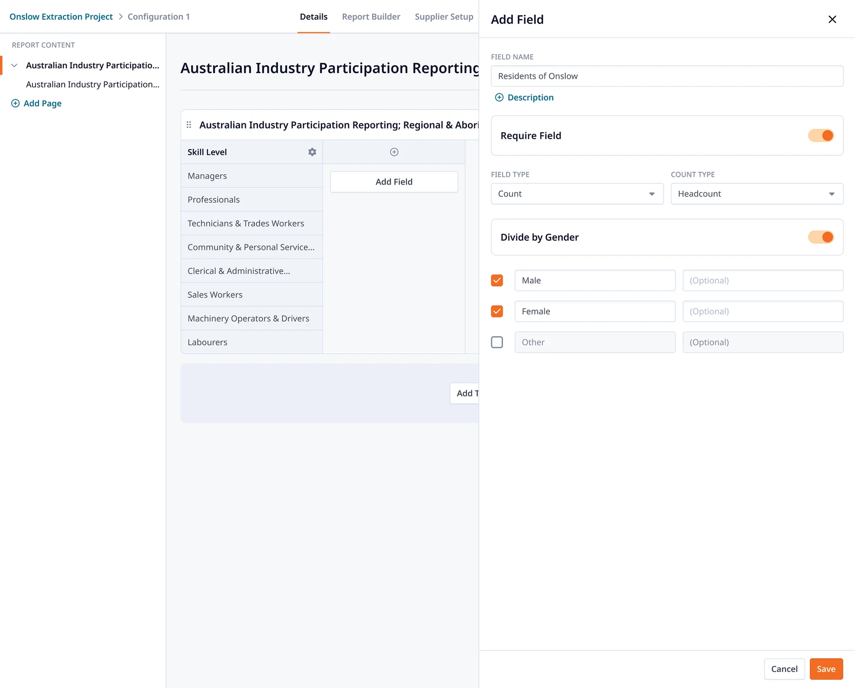 Report Builder field editor, setting aggregation logic at the table level
